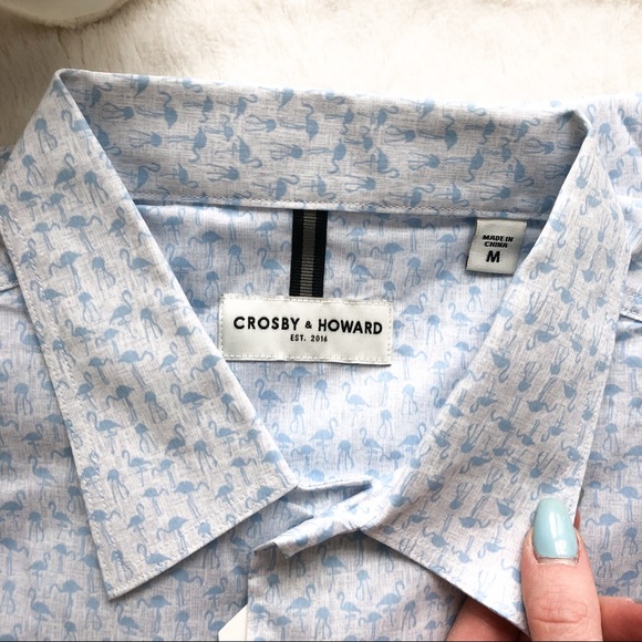 Blue Flamingo Short Sleeve Button Down Shirt - Picture 2 of 5